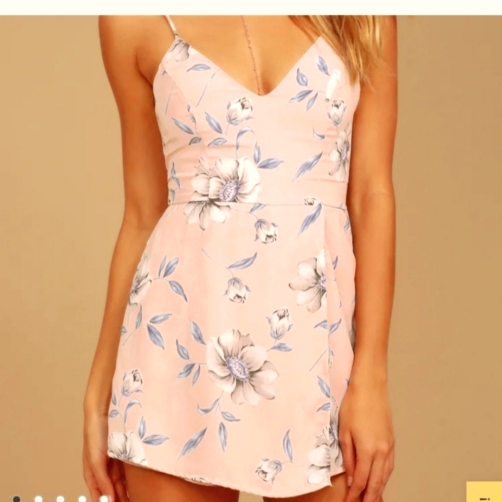 Lulu's Pink Sleeveless Spaghetti Strap  Romper for Weddings - Picture 7 of 7